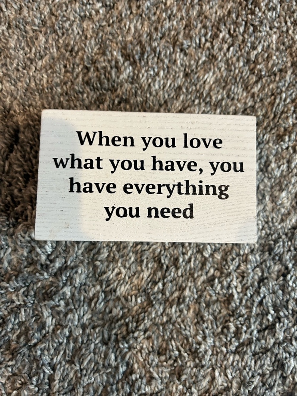 Wooden Inspirational Block Sign — Black Text on White